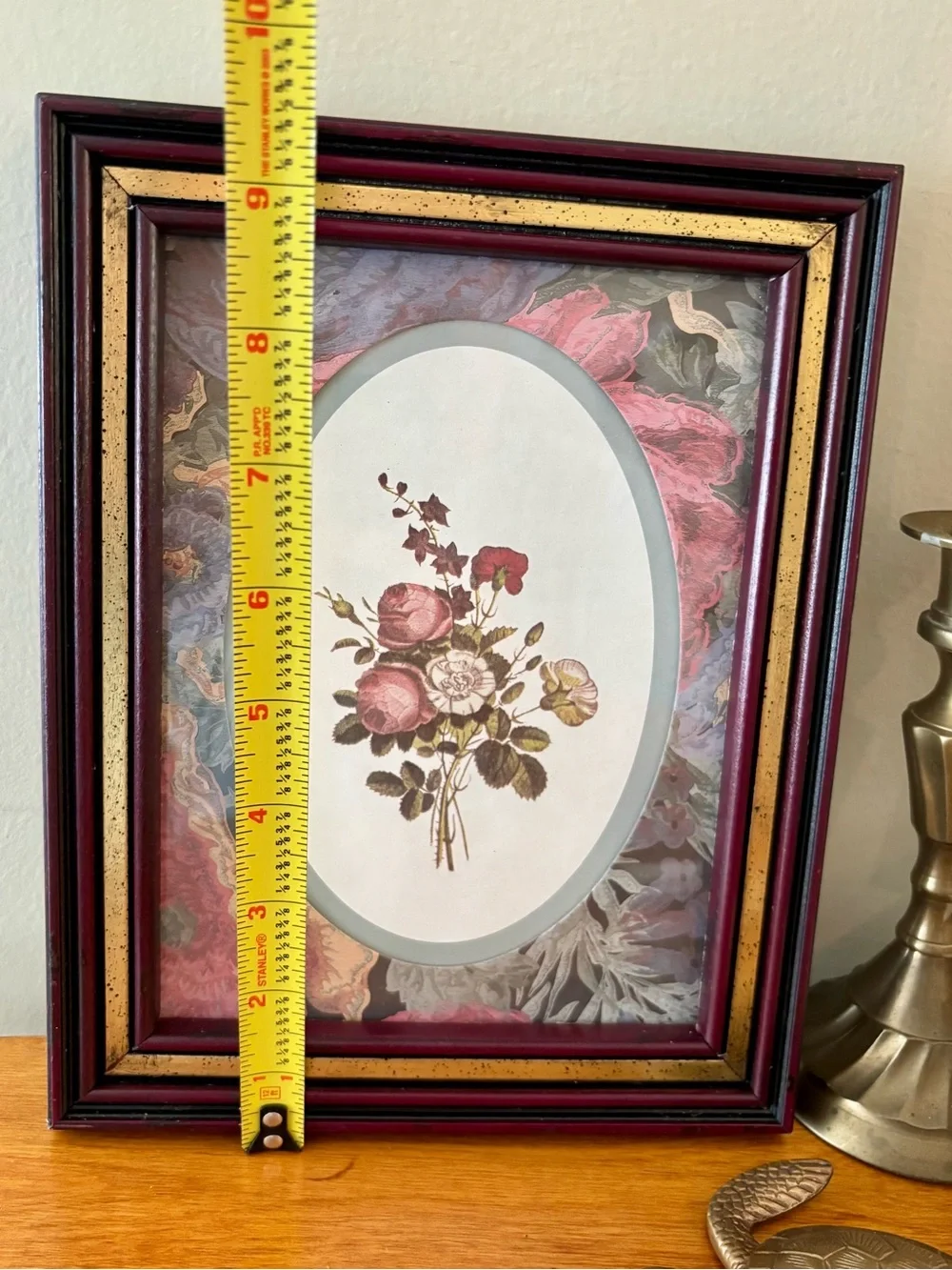 Vintage Home Interiors Set of 2 Victorian-Style Floral Pictures with Burgundy an